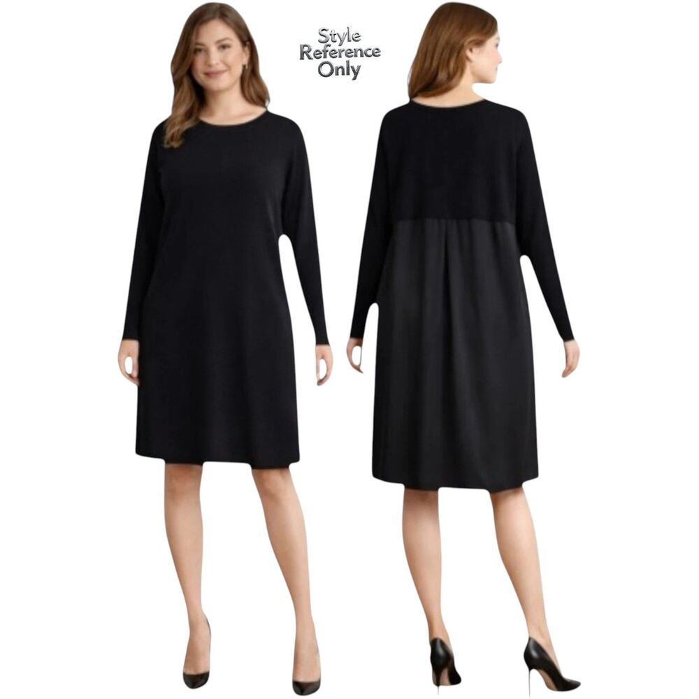 NWT Nordstrom Merino Wool Blend Shift Sweater Dress Black Size XL